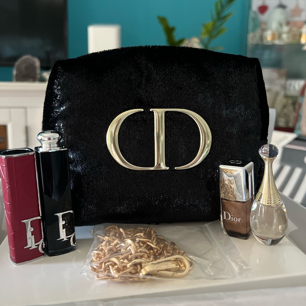 NIP/Dior Black Sequin Velvet Bag Bundle